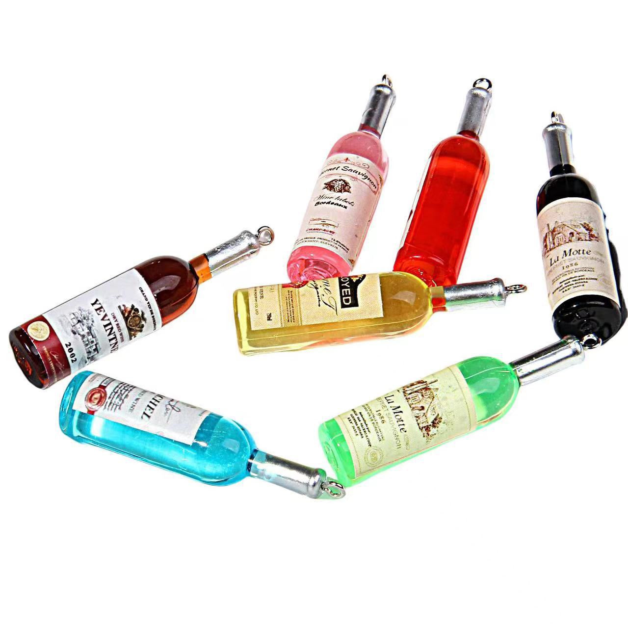 FS5081-Random Mixed 12×52mm Creative Wine Bottle Resin Charms