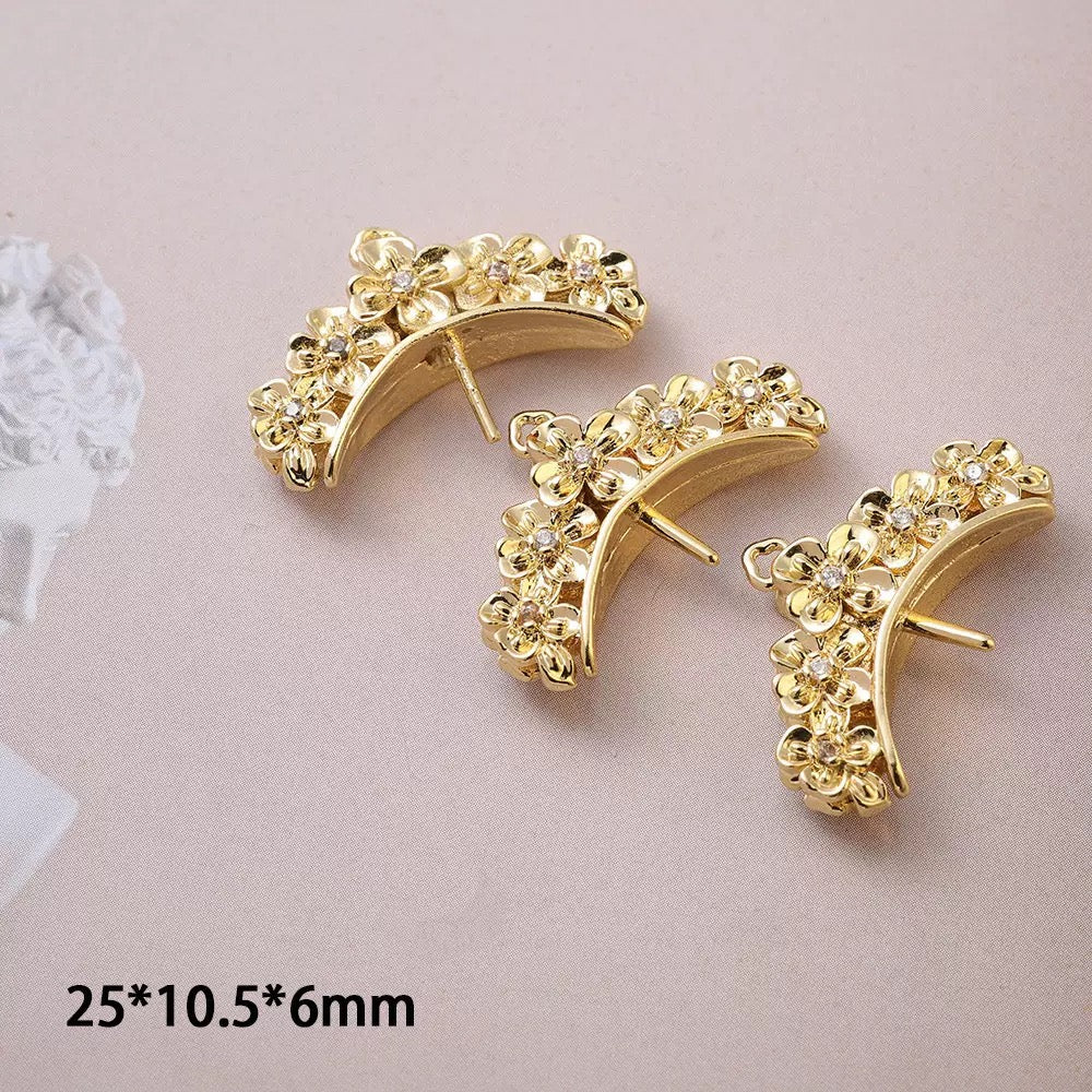FS5864-25*10.5*6mm Five Flower With Diamond Pin For Jewelry Making Zoe's DIY Shop