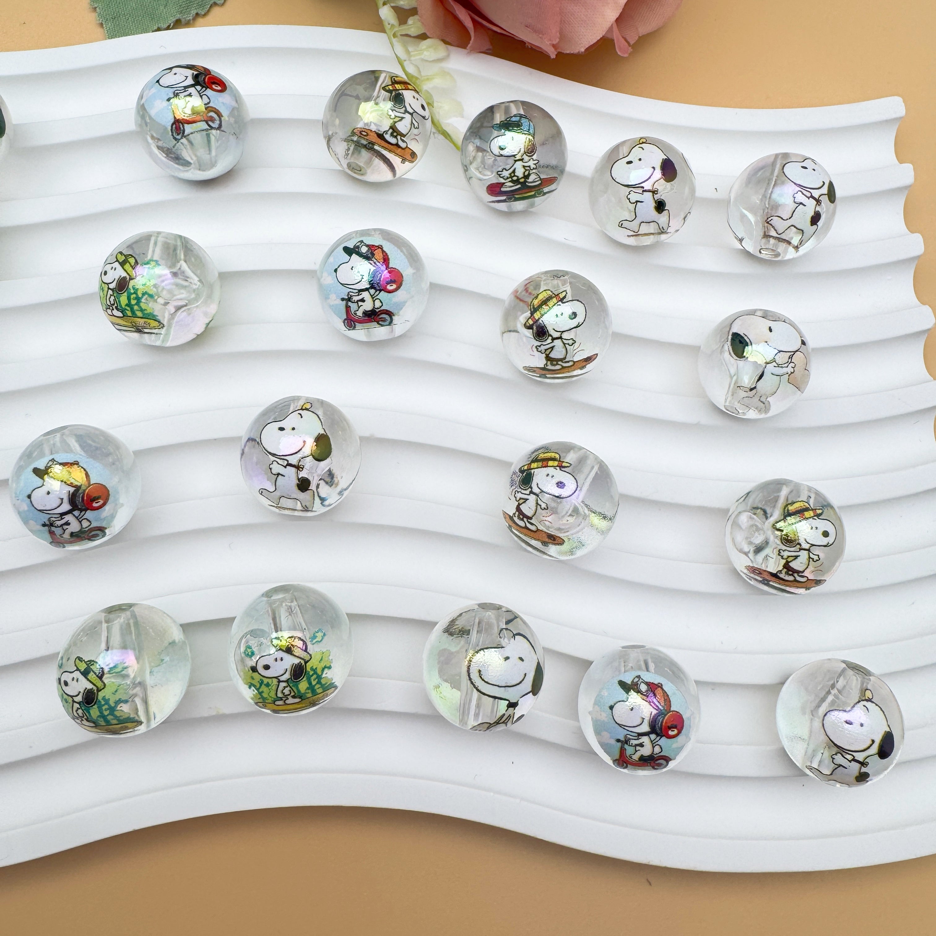 FS1193-Random Mixed 16mm Clear Snoopy Acrylic Beads Fit For Beadable Pens