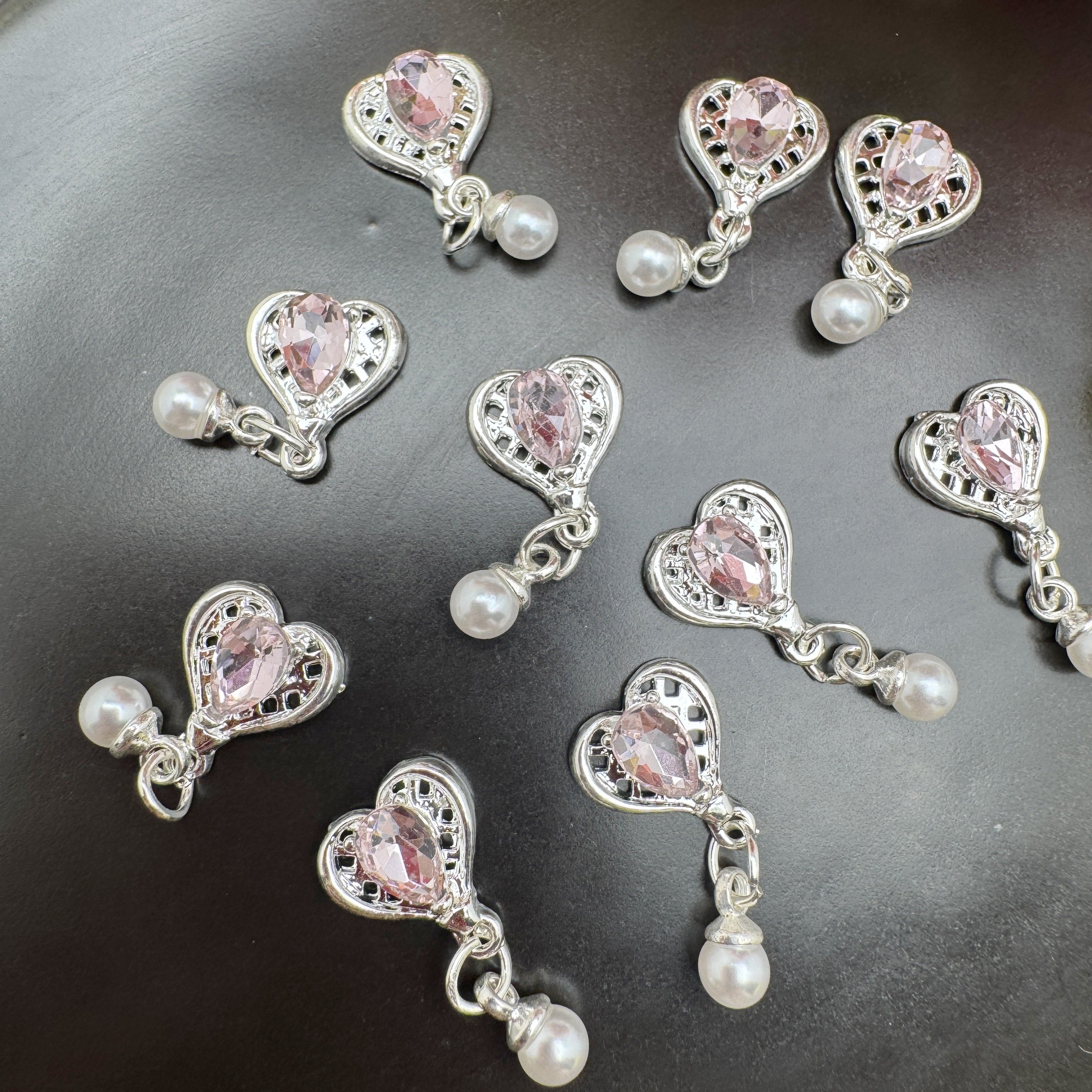 FS3802-10×21mm Crystal Love Heart Flower Nail Charms For Making Fancy Beads Or Fancy Pen