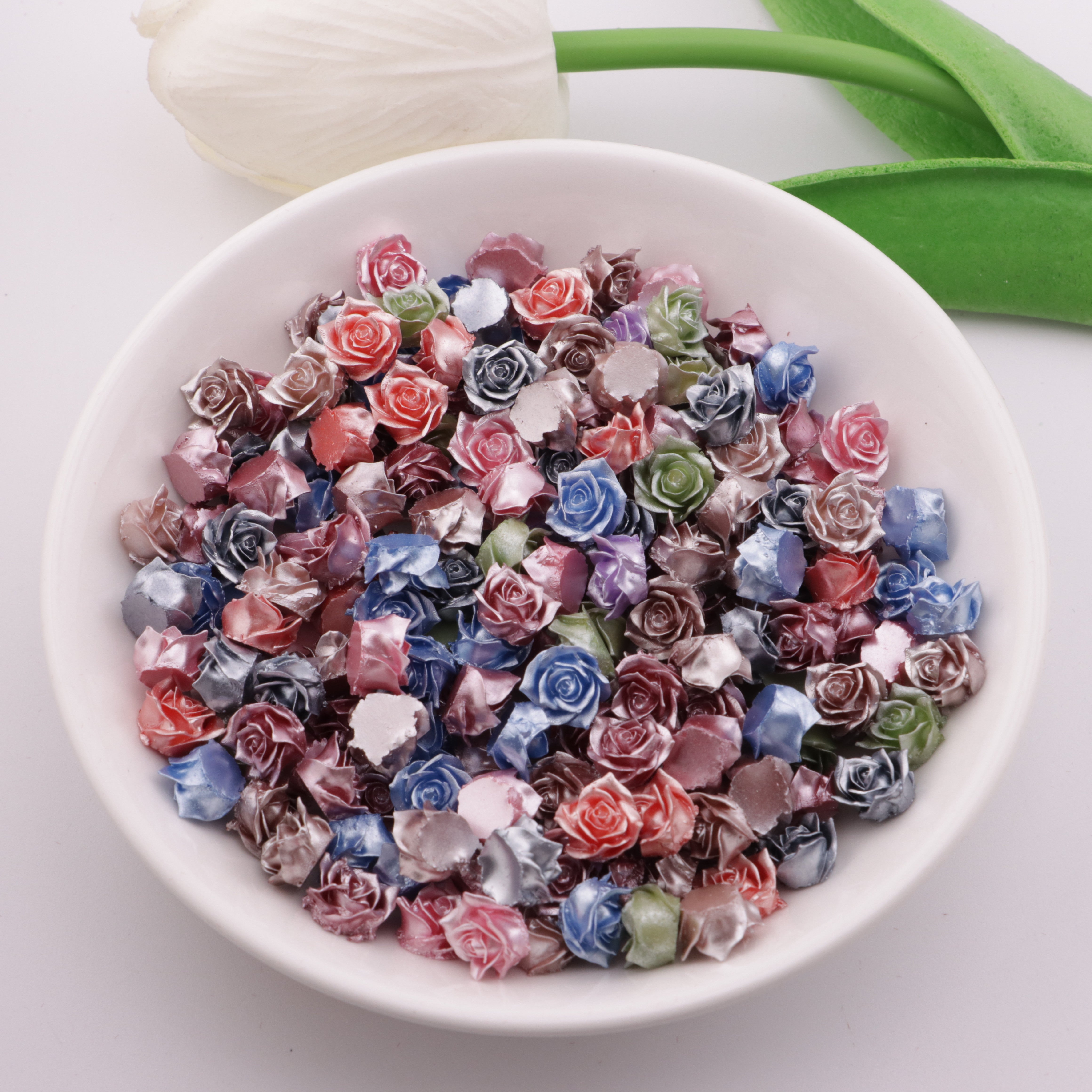 FS5566- 8mm Luminous Rose Flower Charms Pearl - Glow Luminous Rose Flowers