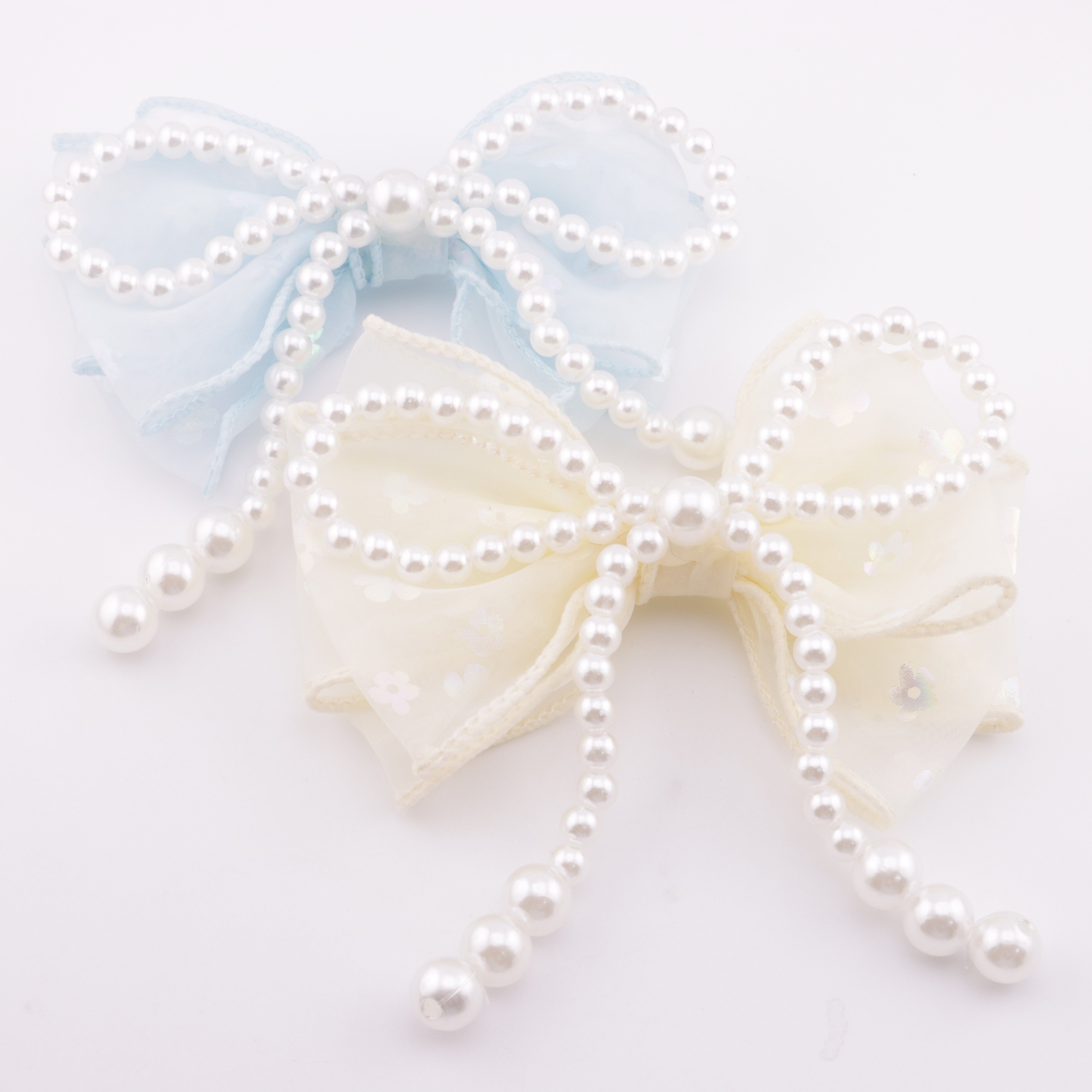 FS5676- 110mm Large Pearl Fabric Bowknot
