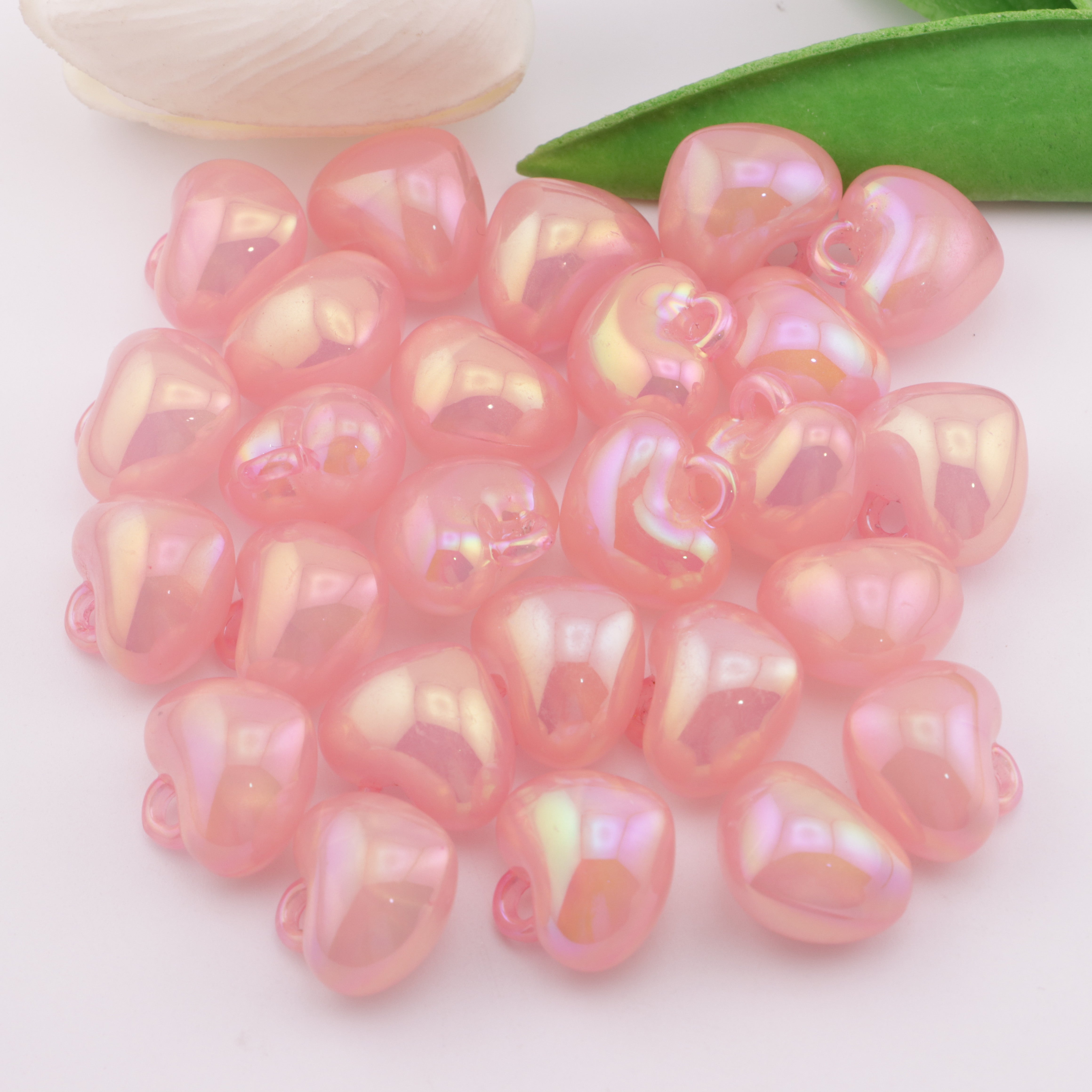 FS3407- Love Heart Charms Beads Fine Glittering Heart Pendant