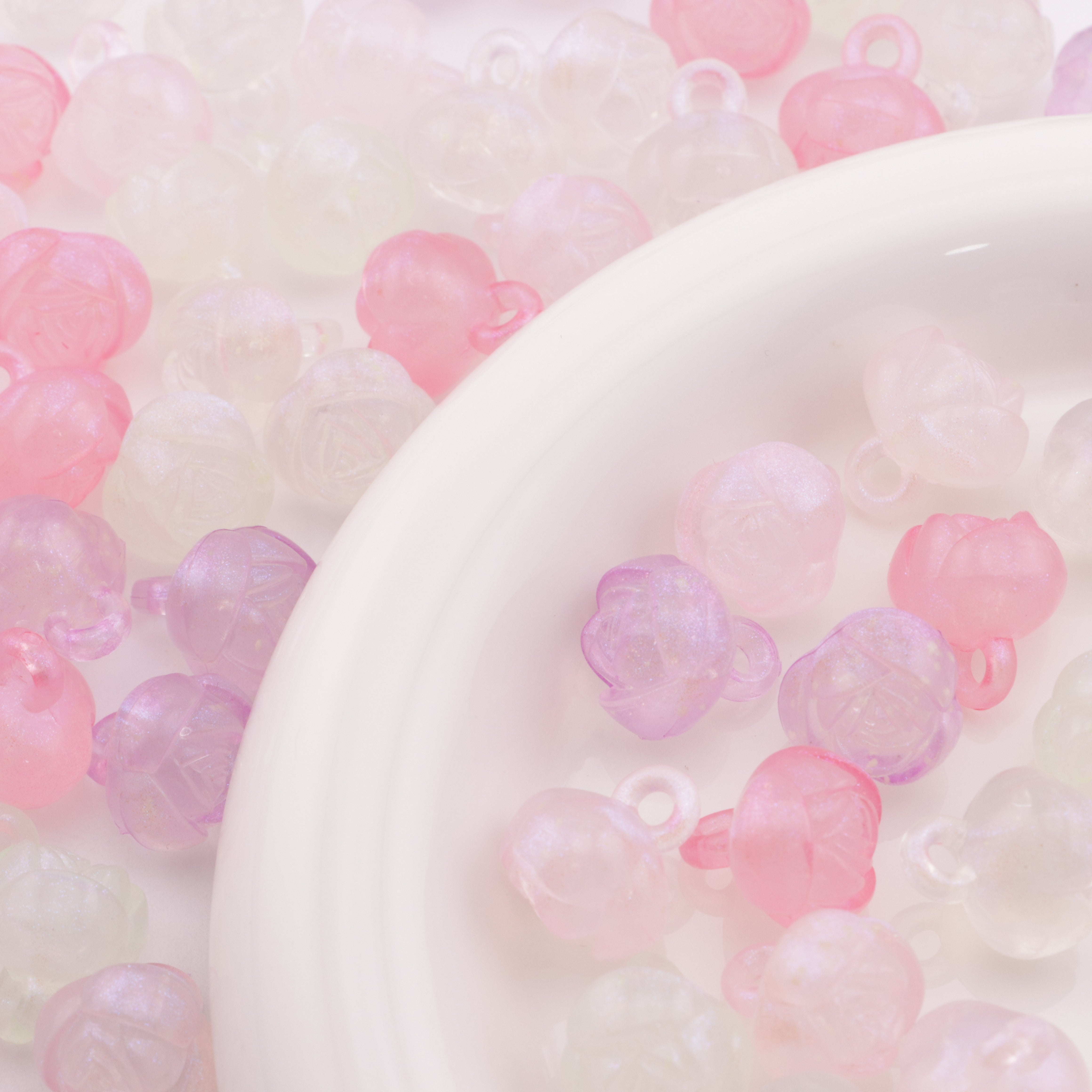 FS4106- 14mm Glowing Rose Beads Charms, Glowing And Sparkling Rose Car Hanging Pendant Beads