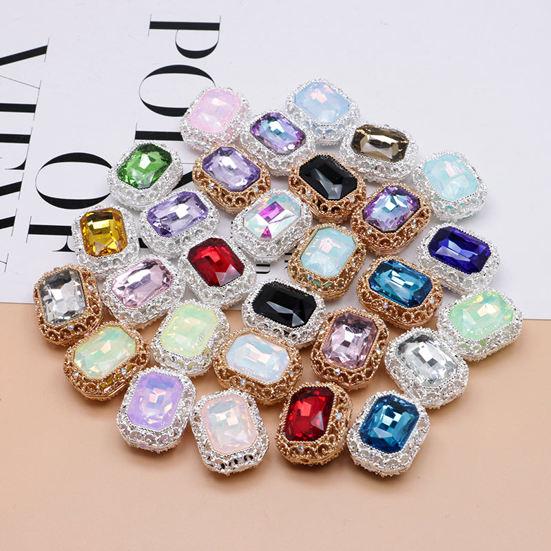 FS4849- Approximately 21×17mm Double-Sided Zirconium Diamond Alloy Beads Four-Way Pen-Passing