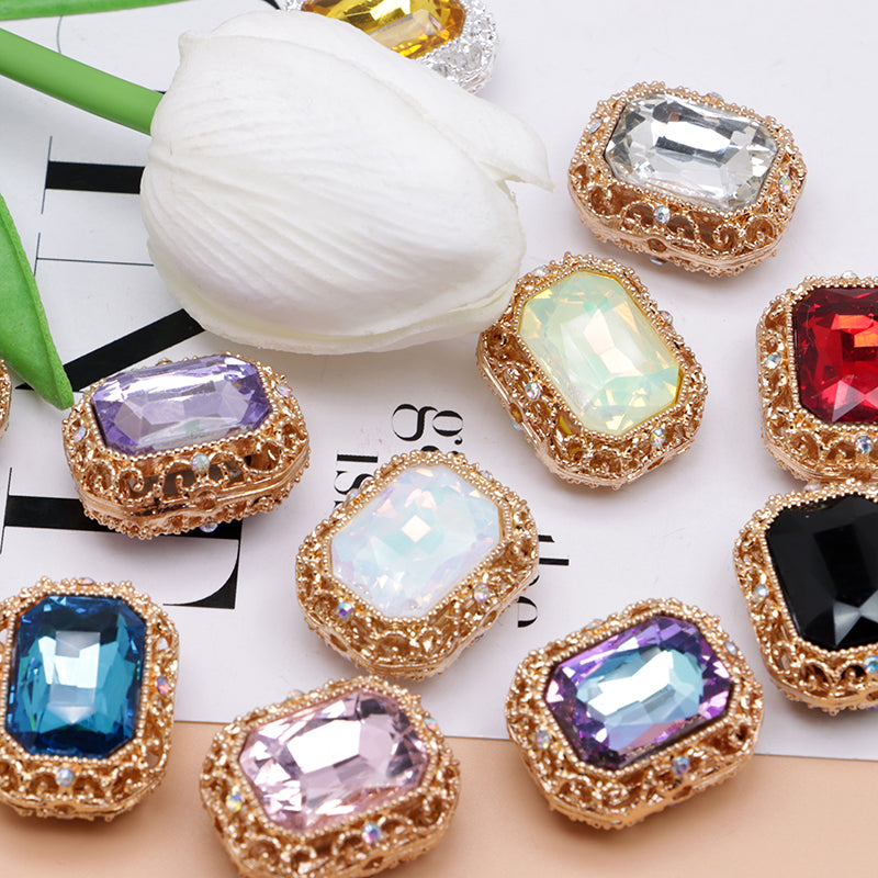 FS4849- Approximately 21×17mm Double-Sided Zirconium Diamond Alloy Beads Four-Way Pen-Passing