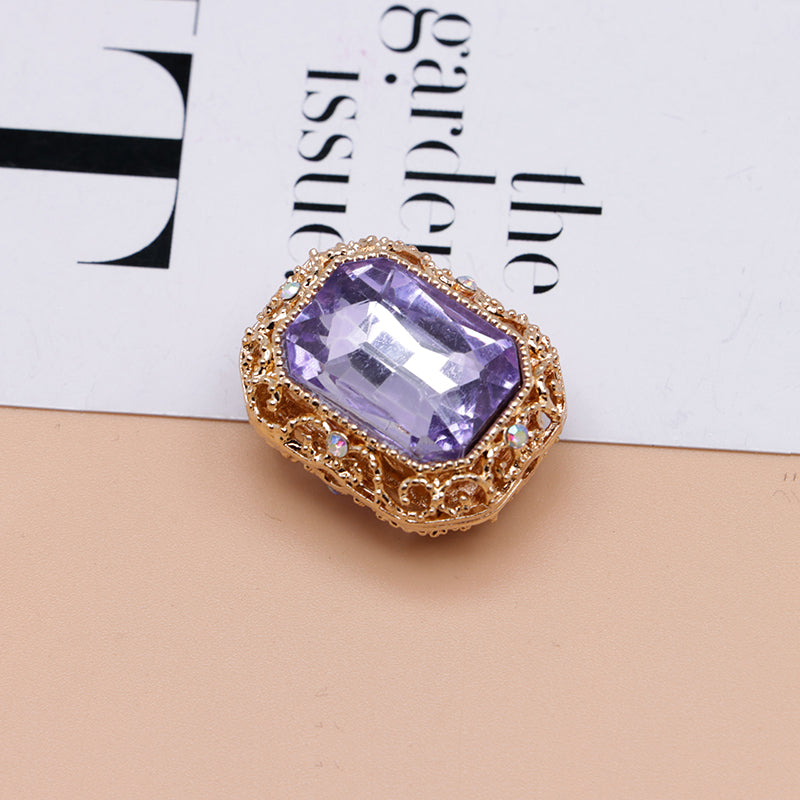 FS4849- Approximately 21×17mm Double-Sided Zirconium Diamond Alloy Beads Four-Way Pen-Passing