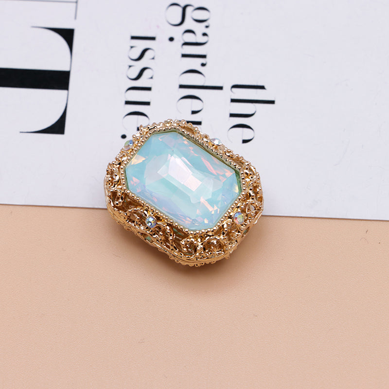 FS4849- Approximately 21×17mm Double-Sided Zirconium Diamond Alloy Beads Four-Way Pen-Passing