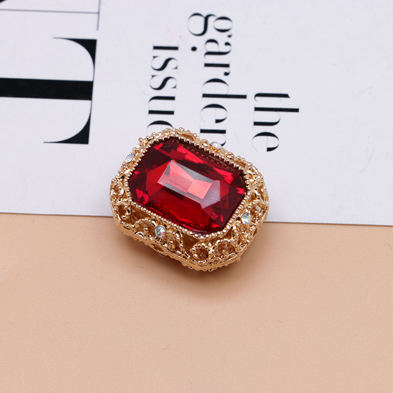 FS4849- Approximately 21×17mm Double-Sided Zirconium Diamond Alloy Beads Four-Way Pen-Passing