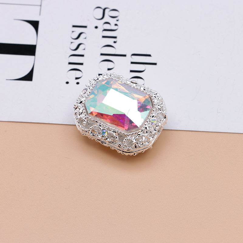 FS4849- Approximately 21×17mm Double-Sided Zirconium Diamond Alloy Beads Four-Way Pen-Passing