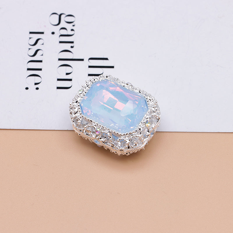 FS4849- Approximately 21×17mm Double-Sided Zirconium Diamond Alloy Beads Four-Way Pen-Passing