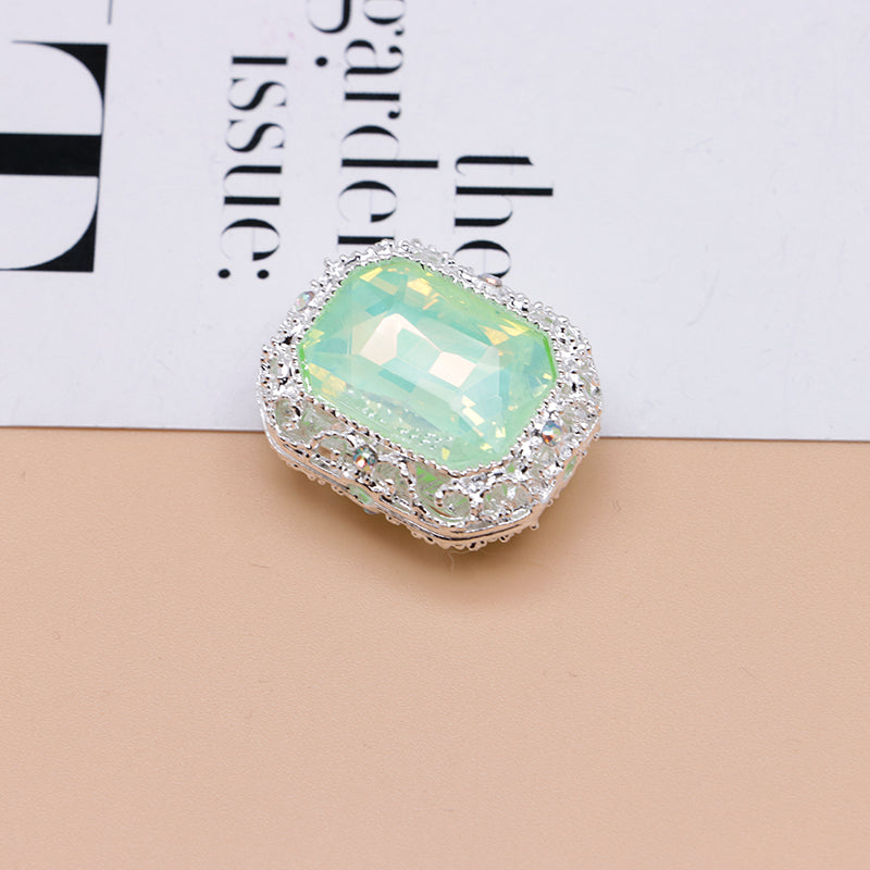 FS4849- Approximately 21×17mm Double-Sided Zirconium Diamond Alloy Beads Four-Way Pen-Passing