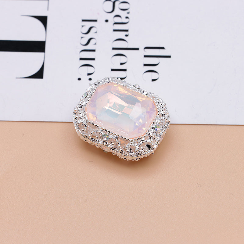 FS4849- Approximately 21×17mm Double-Sided Zirconium Diamond Alloy Beads Four-Way Pen-Passing