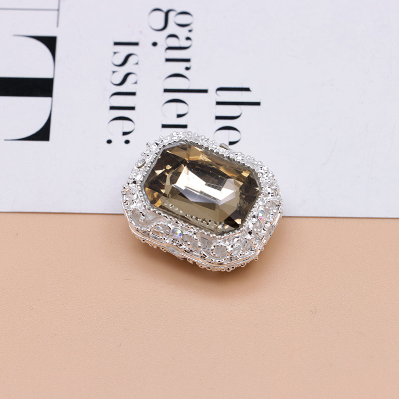FS4849- Approximately 21×17mm Double-Sided Zirconium Diamond Alloy Beads Four-Way Pen-Passing
