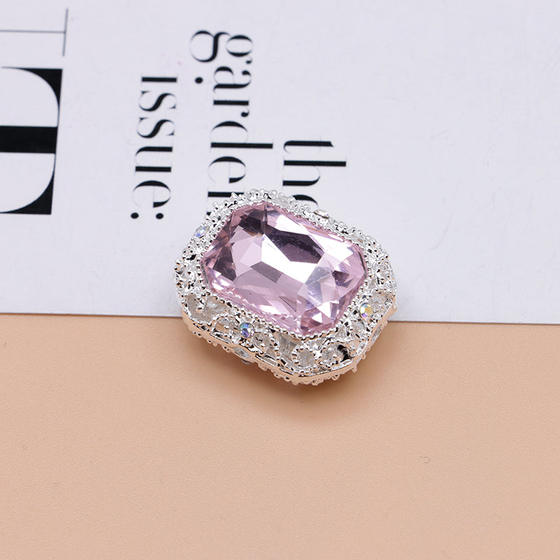 FS4849- Approximately 21×17mm Double-Sided Zirconium Diamond Alloy Beads Four-Way Pen-Passing