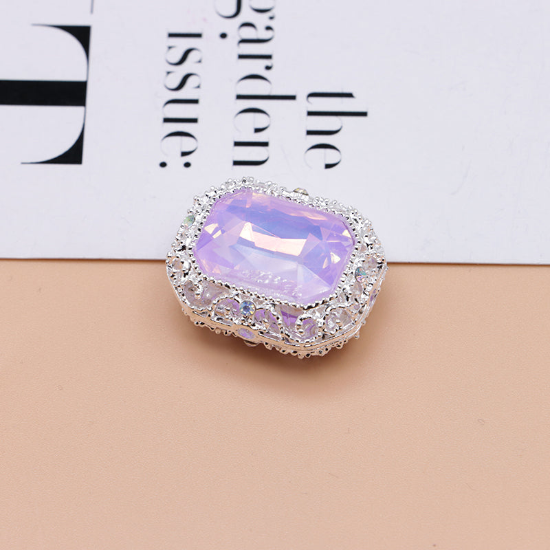 FS4849- Approximately 21×17mm Double-Sided Zirconium Diamond Alloy Beads Four-Way Pen-Passing