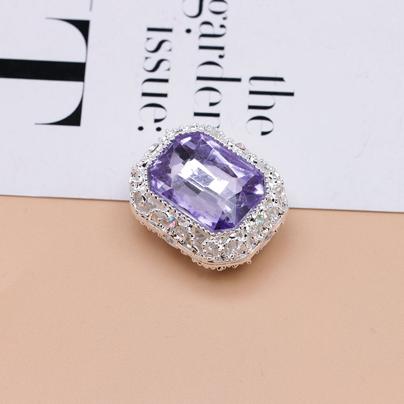 FS4849- Approximately 21×17mm Double-Sided Zirconium Diamond Alloy Beads Four-Way Pen-Passing
