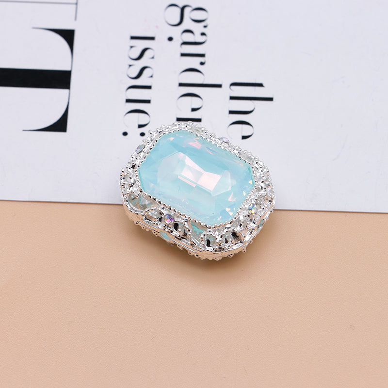 FS4849- Approximately 21×17mm Double-Sided Zirconium Diamond Alloy Beads Four-Way Pen-Passing