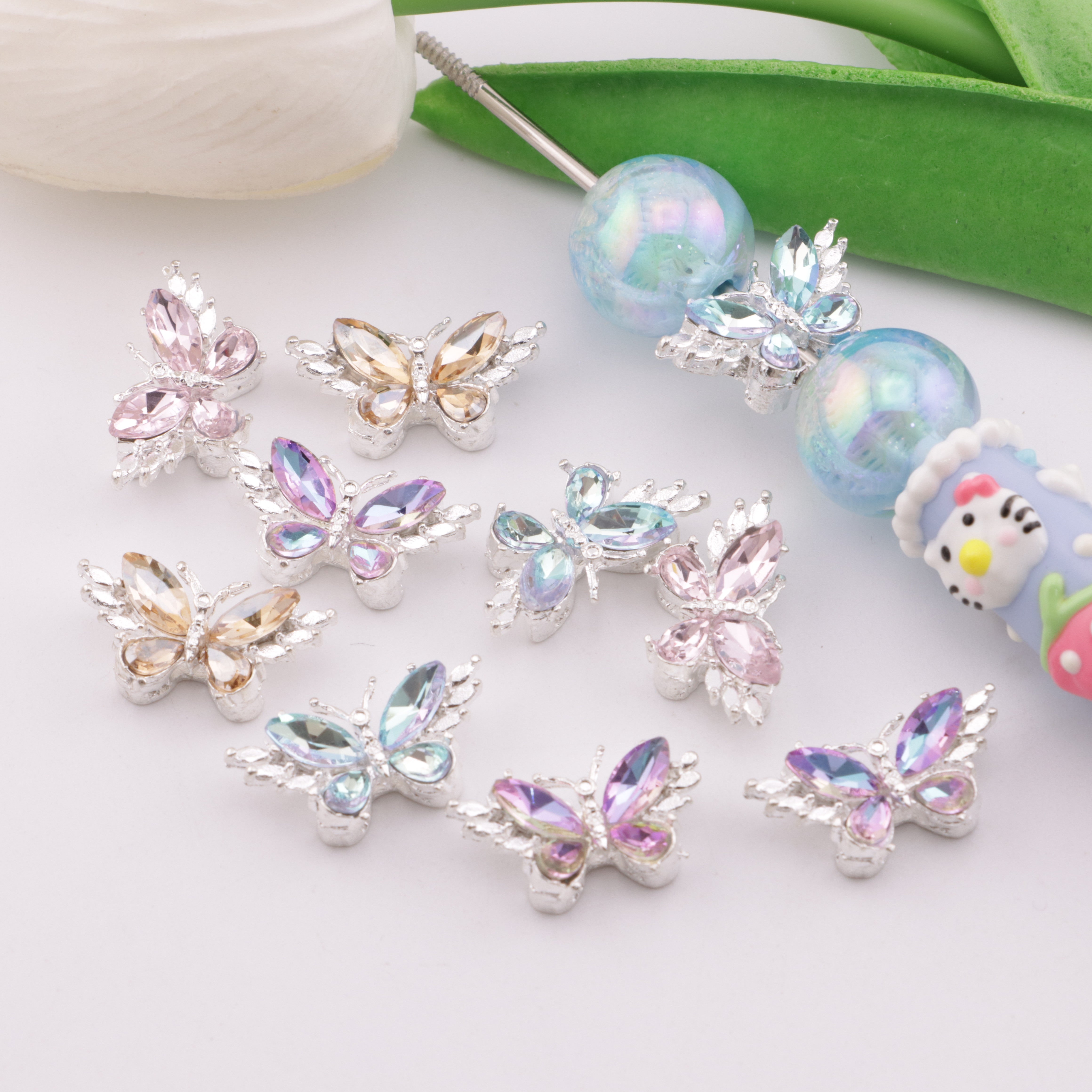FS5225- 12*22mm Butterfly 4 Hole Metal Beads Fit For Pen Zoe's DIY Shop