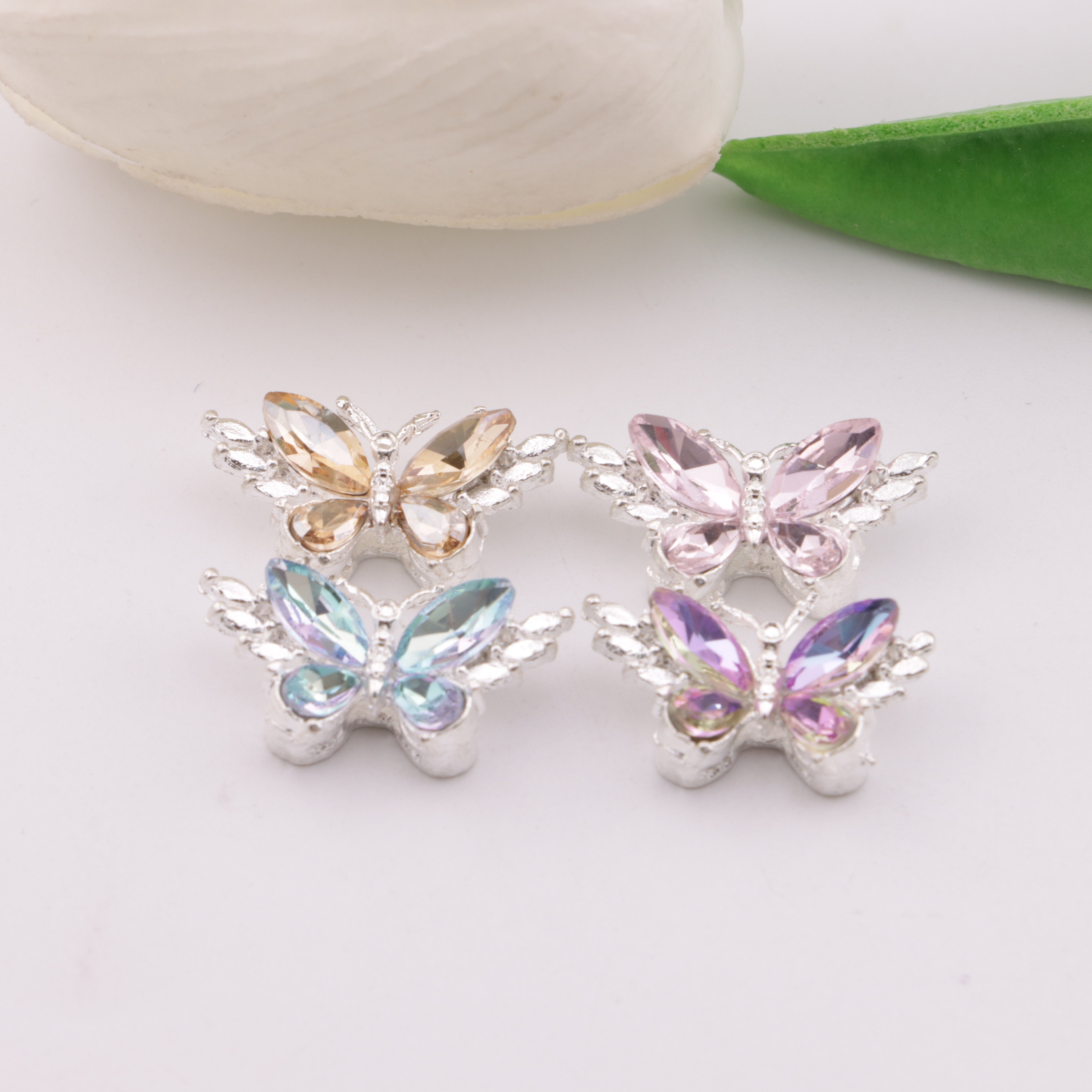 FS5225- 12*22mm Butterfly 4 Hole Metal Beads Fit For Pen Zoe's DIY Shop