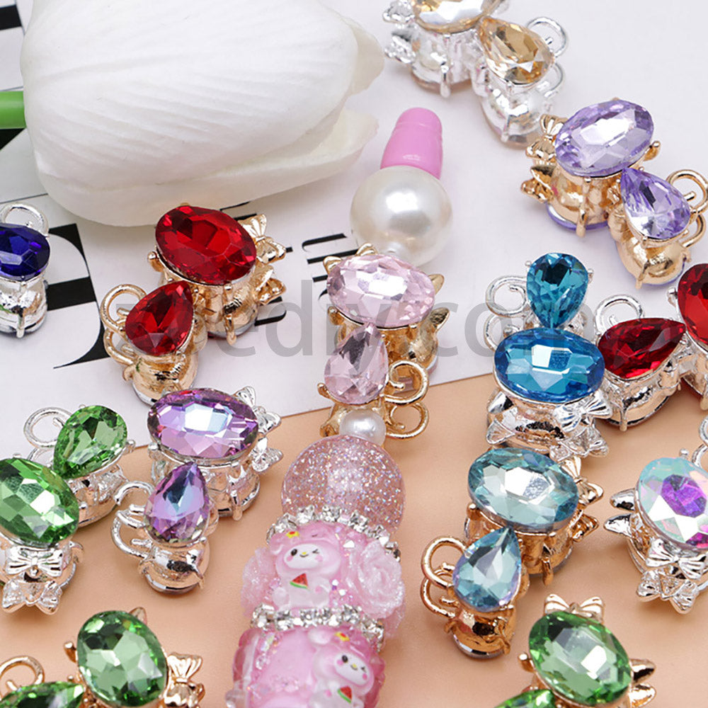 FS4847-Crystal Diamond Cat Alloy Beads Fit For Beadable Pens