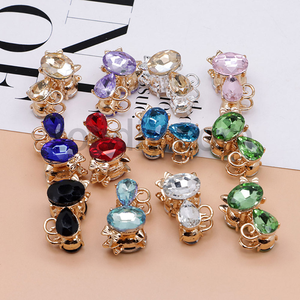 FS4847-Crystal Diamond Cat Alloy Beads Fit For Beadable Pens