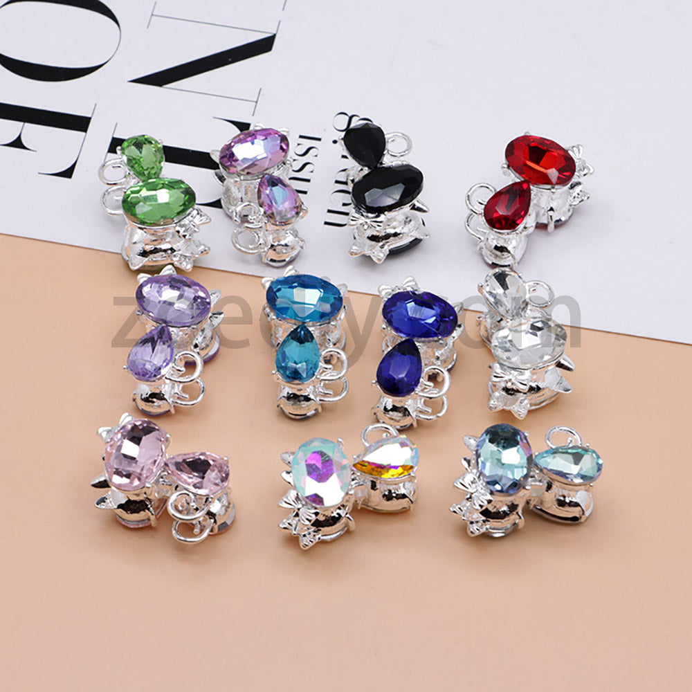 FS4847-Crystal Diamond Cat Alloy Beads Fit For Beadable Pens