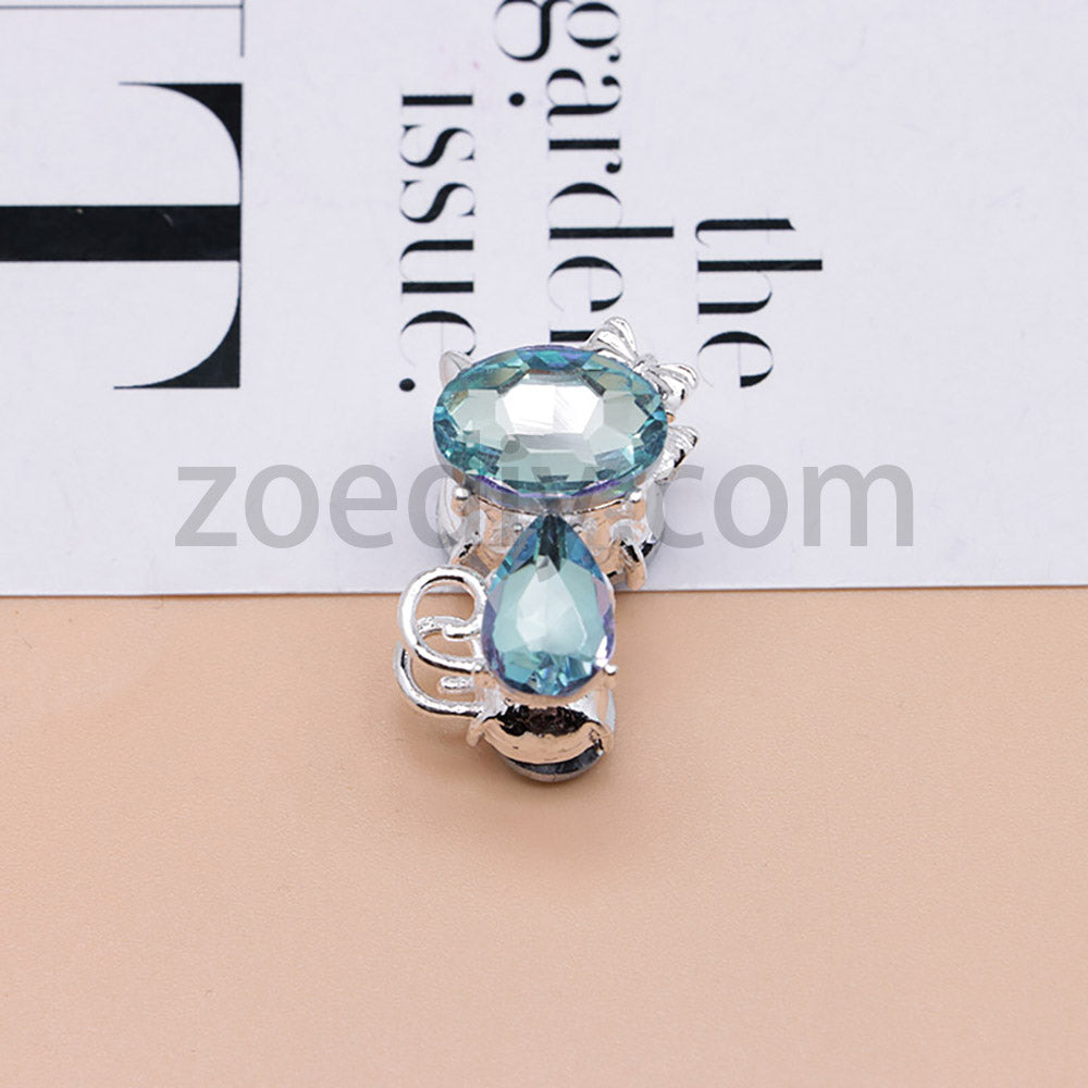 FS4847-Crystal Diamond Cat Alloy Beads Fit For Beadable Pens