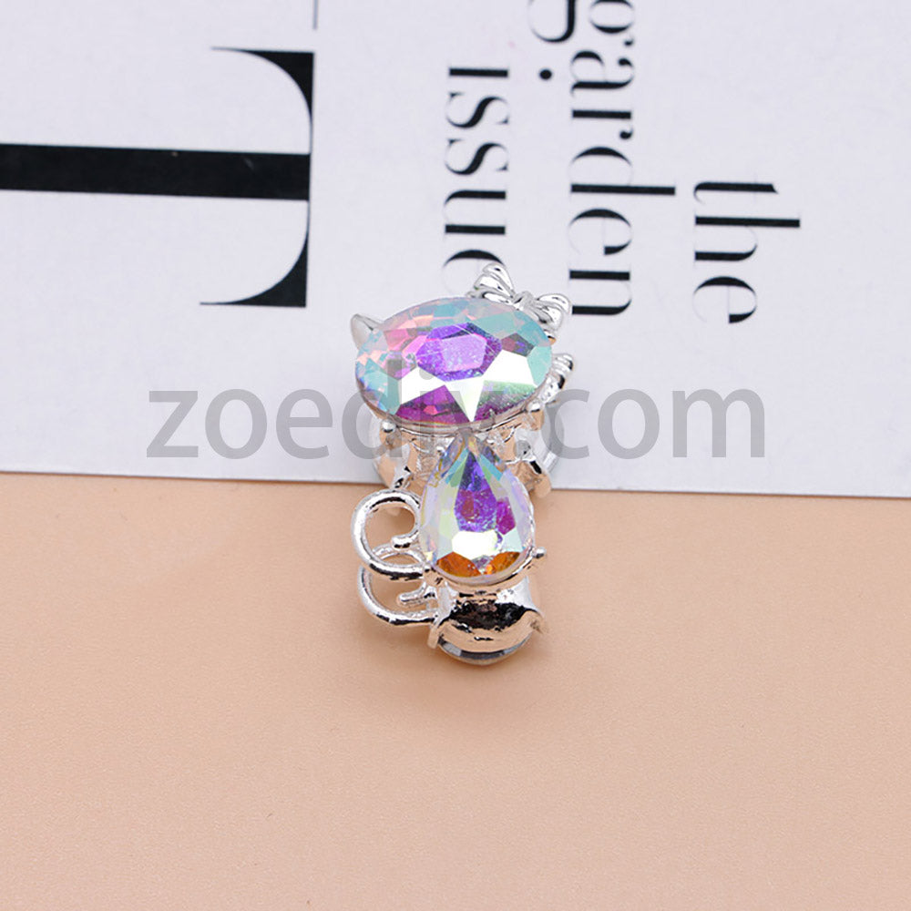 FS4847-Crystal Diamond Cat Alloy Beads Fit For Beadable Pens