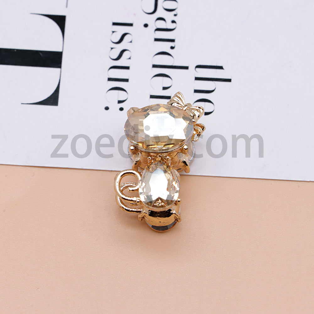 FS4847-Crystal Diamond Cat Alloy Beads Fit For Beadable Pens