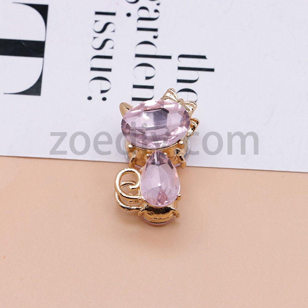FS4847-Crystal Diamond Cat Alloy Beads Fit For Beadable Pens