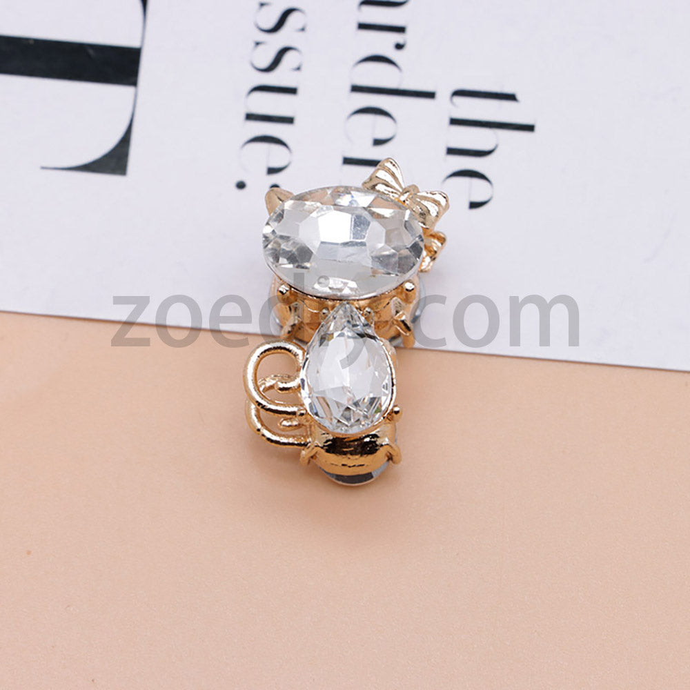 FS4847-Crystal Diamond Cat Alloy Beads Fit For Beadable Pens