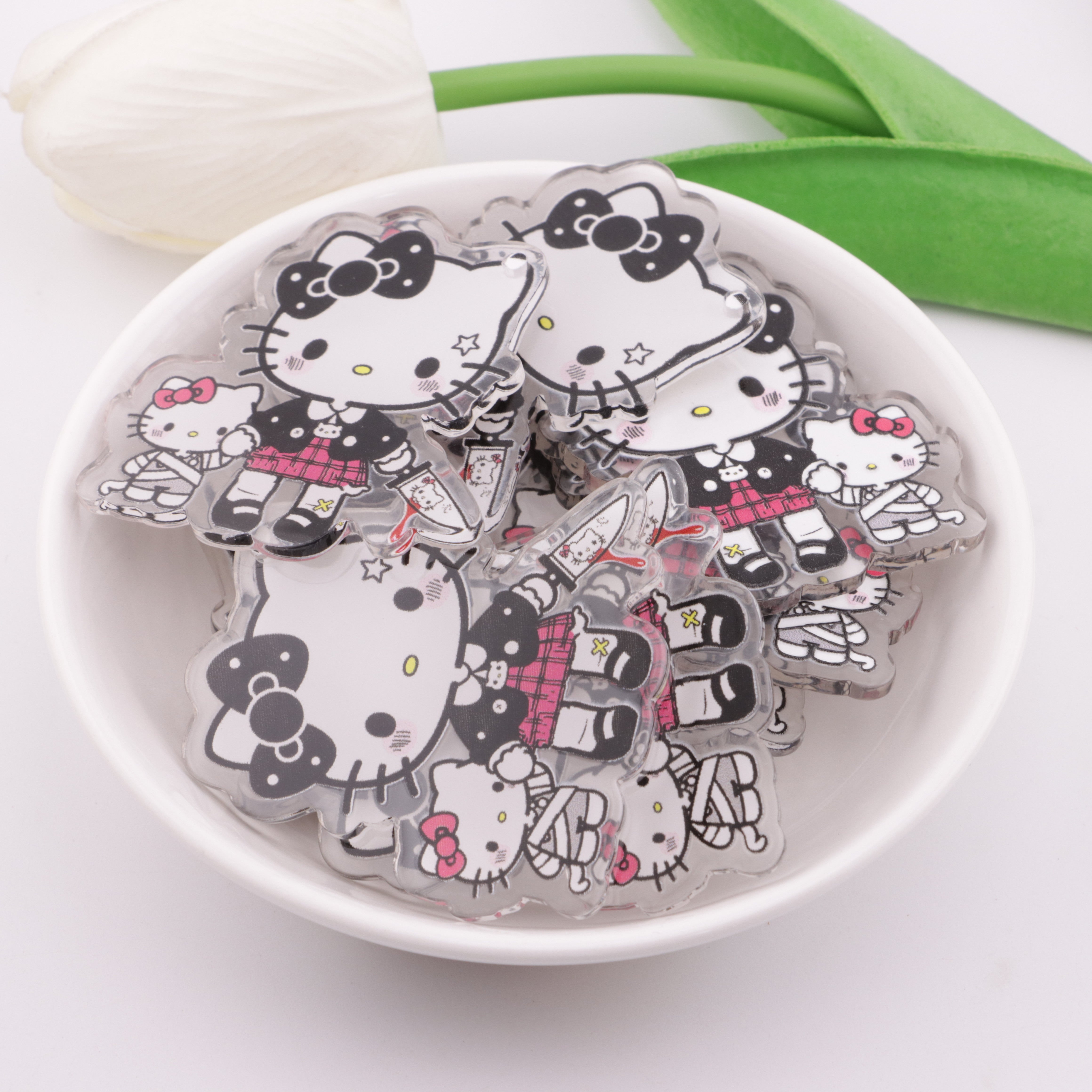 FS5871- 49*47Mm Big And Small HK With 1 Hole Single-Hole Big And Small Kitty Acrylic Sheets