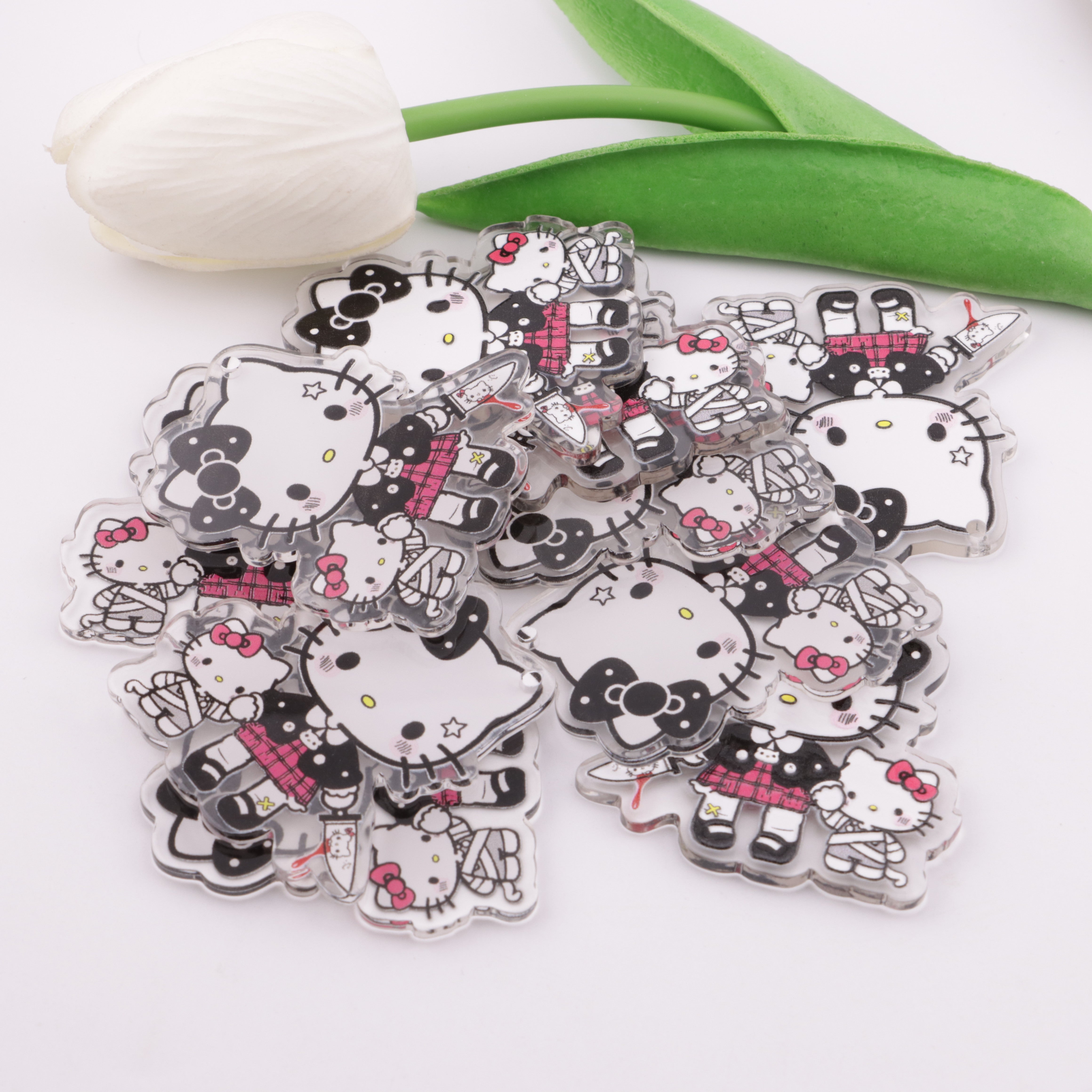 FS5871- 49*47Mm Big And Small HK With 1 Hole Single-Hole Big And Small Kitty Acrylic Sheets