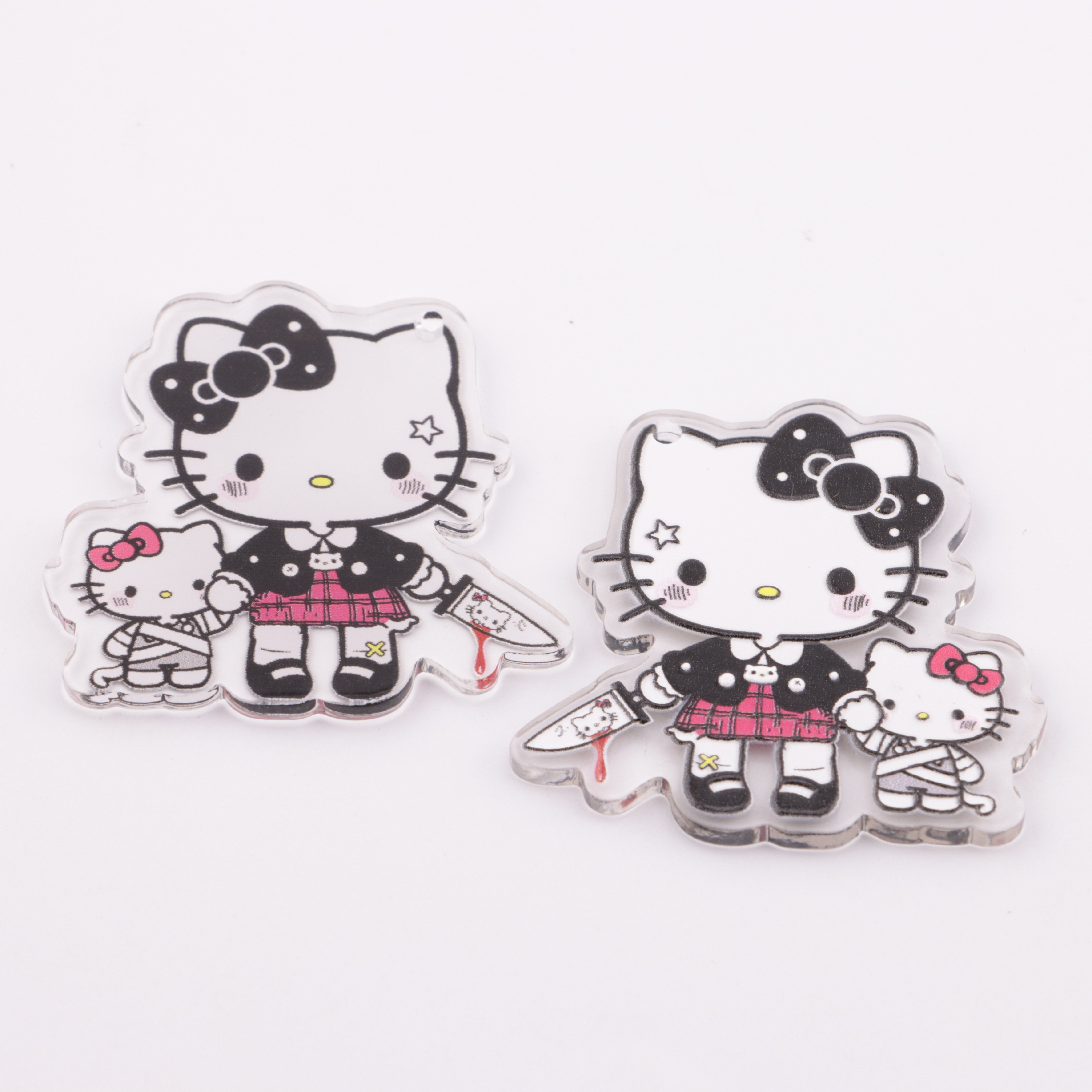 FS5871- 49*47Mm Big And Small HK With 1 Hole Single-Hole Big And Small Kitty Acrylic Sheets
