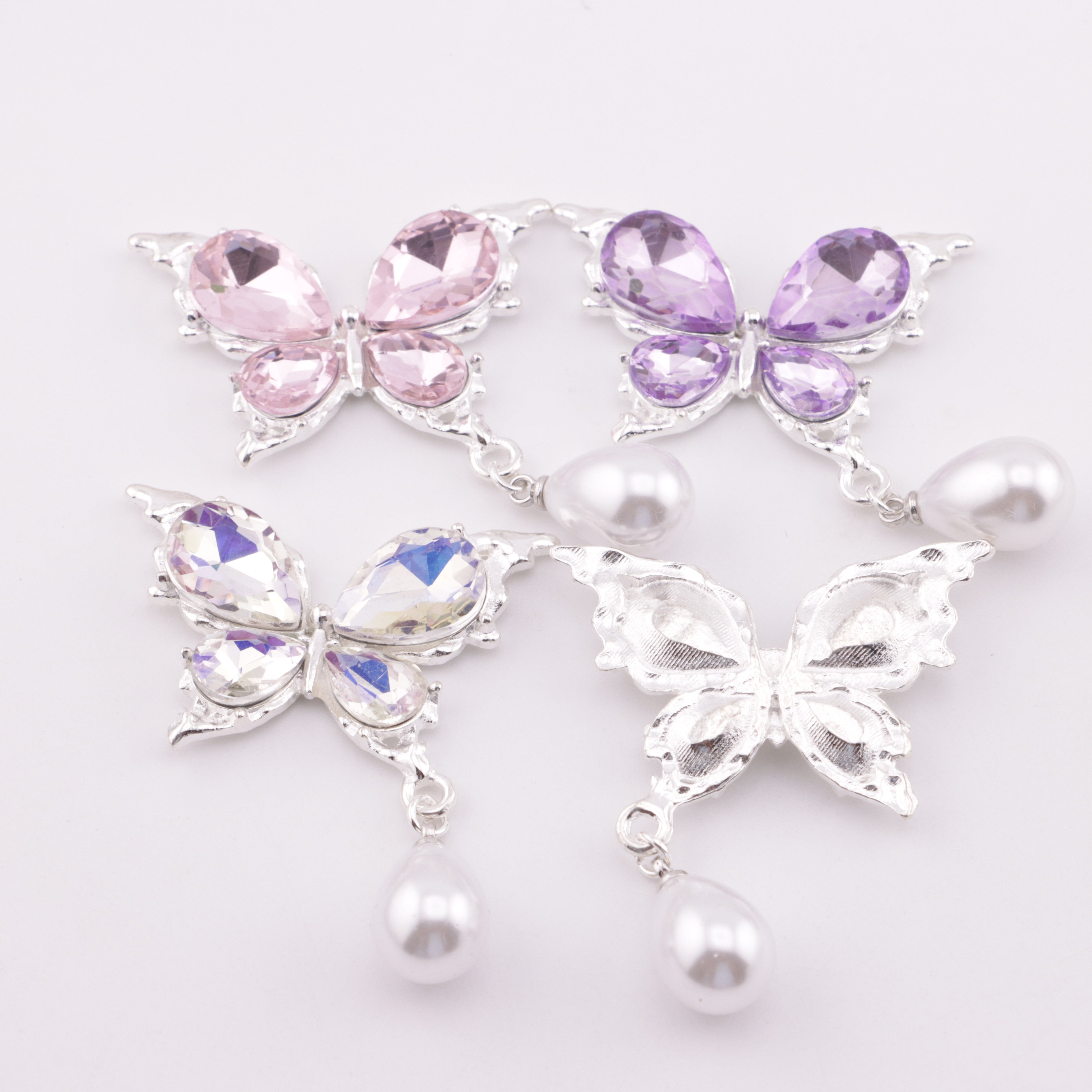 FS5690- Butterfly Charms Butterfly Patches With Waterdrop Pearl Pendants