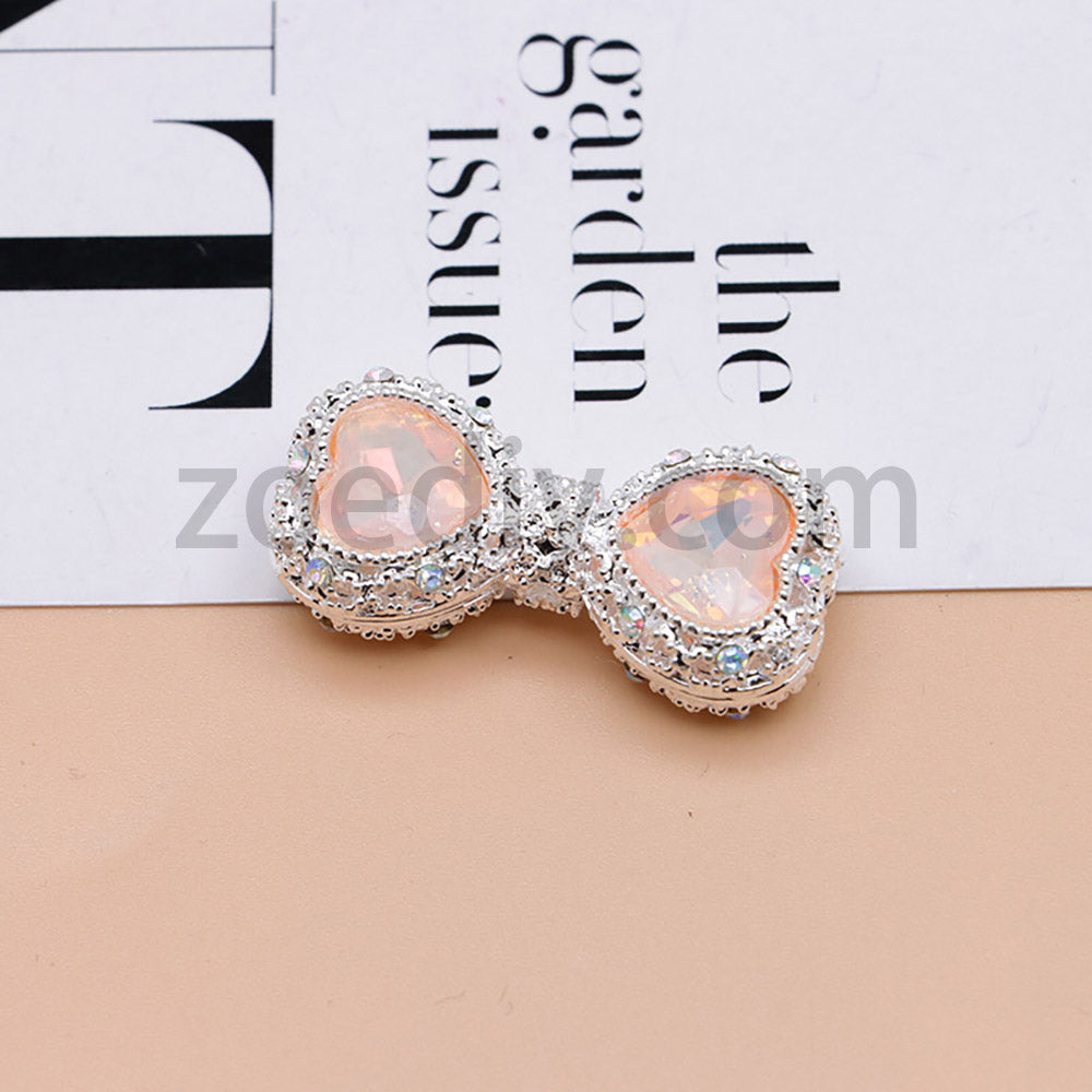 FS4842-Double Heart Bows Beads Fit For Beadable Pens