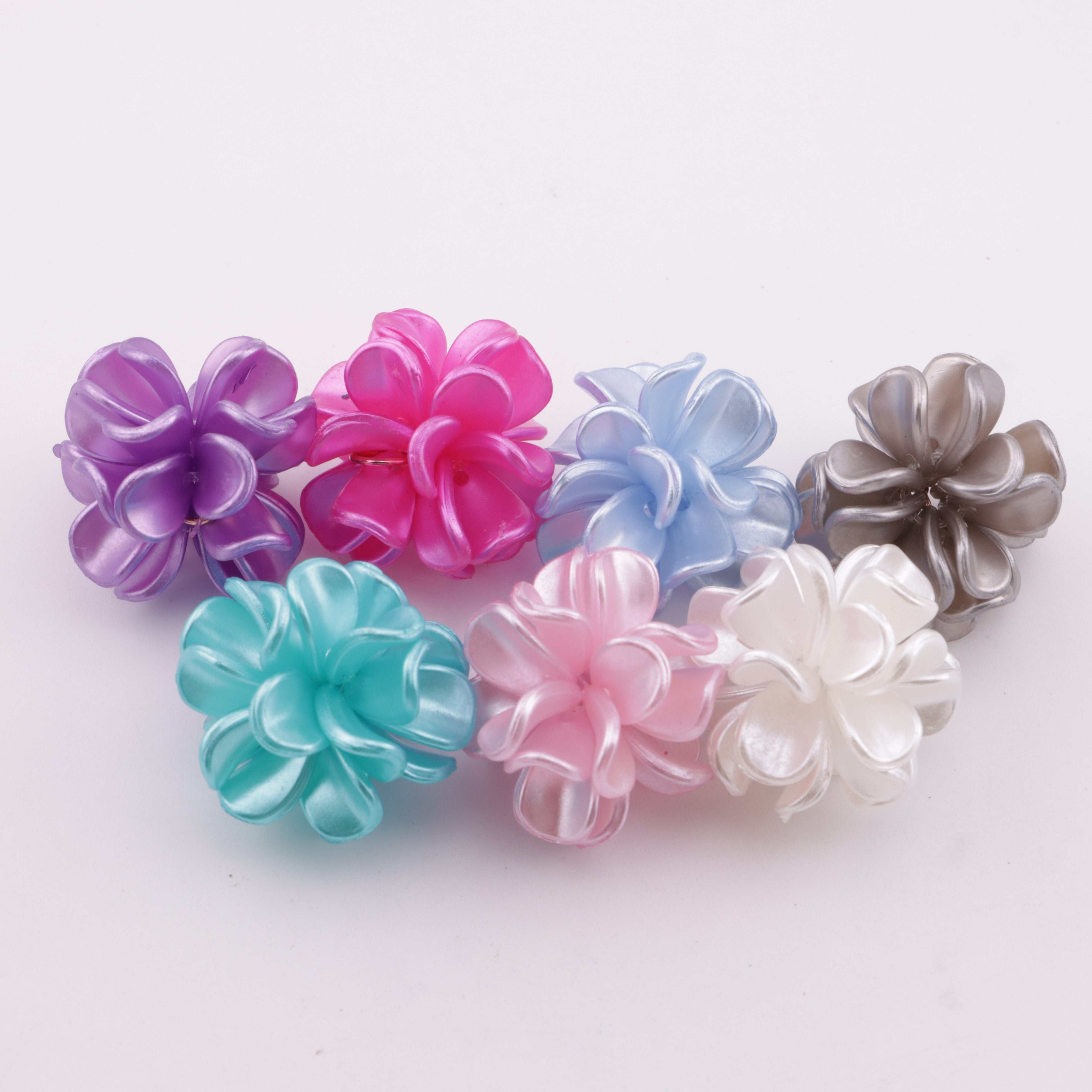 FS1013- 28MM Pearl Looking Flower Beads With Ring Connector Fit For Beadable Pens