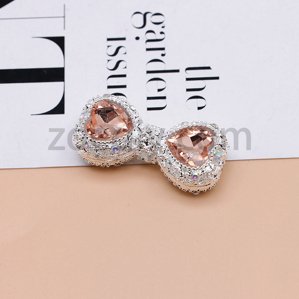 FS4842-Double Heart Bows Beads Fit For Beadable Pens