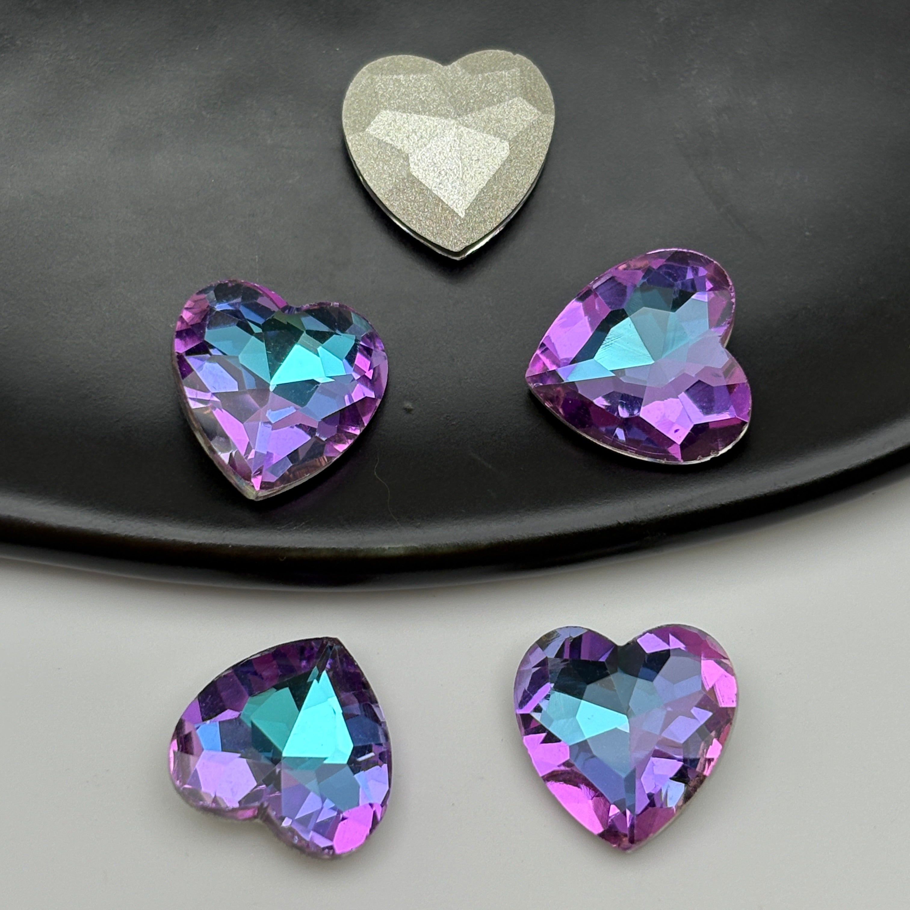 FS5401- 12mm Heart Crystal Diamonds Loving Heart With Pointed Bottom Diamonds