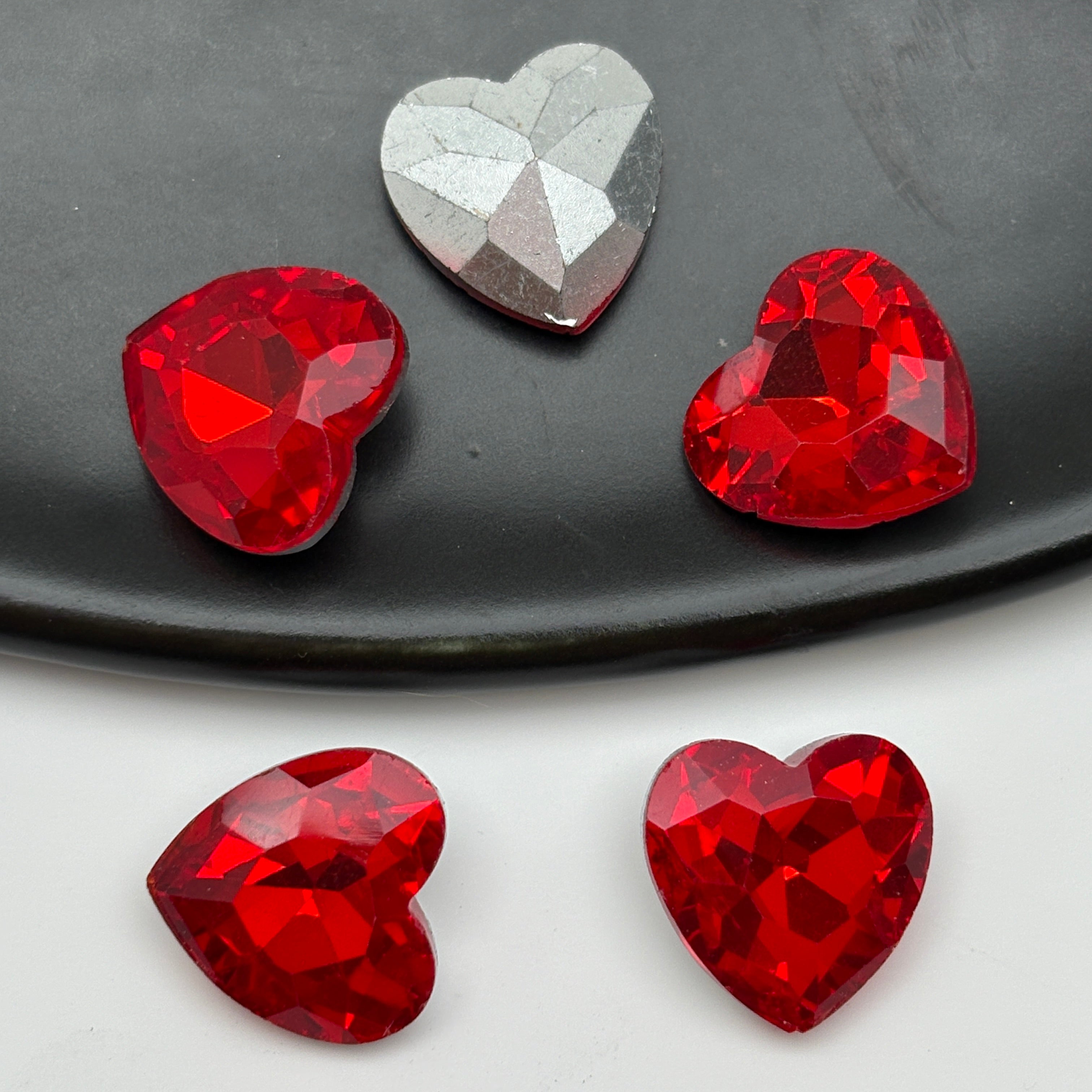 FS5401- 12mm Heart Crystal Diamonds Loving Heart With Pointed Bottom Diamonds