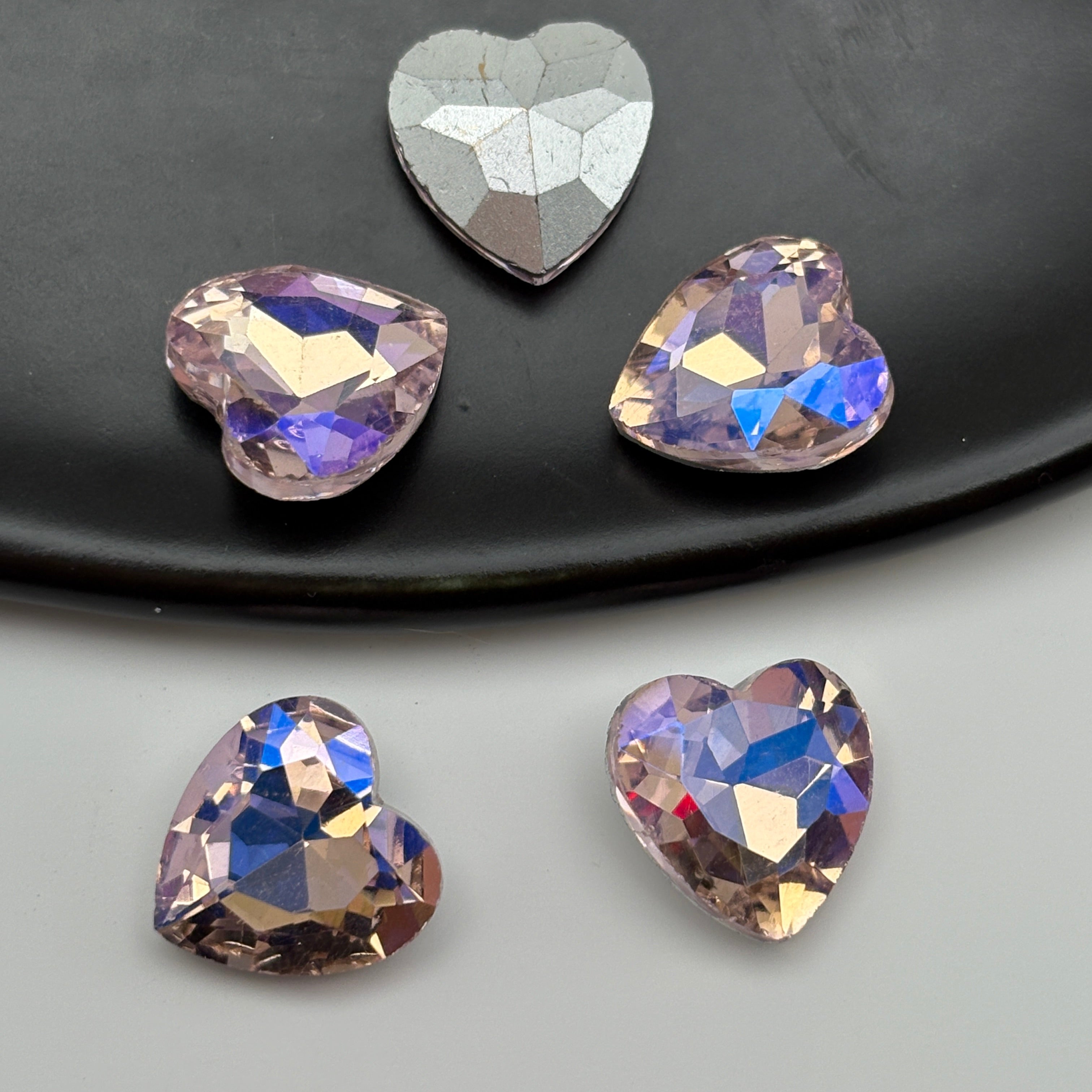 FS5401- 12mm Heart Crystal Diamonds Loving Heart With Pointed Bottom Diamonds
