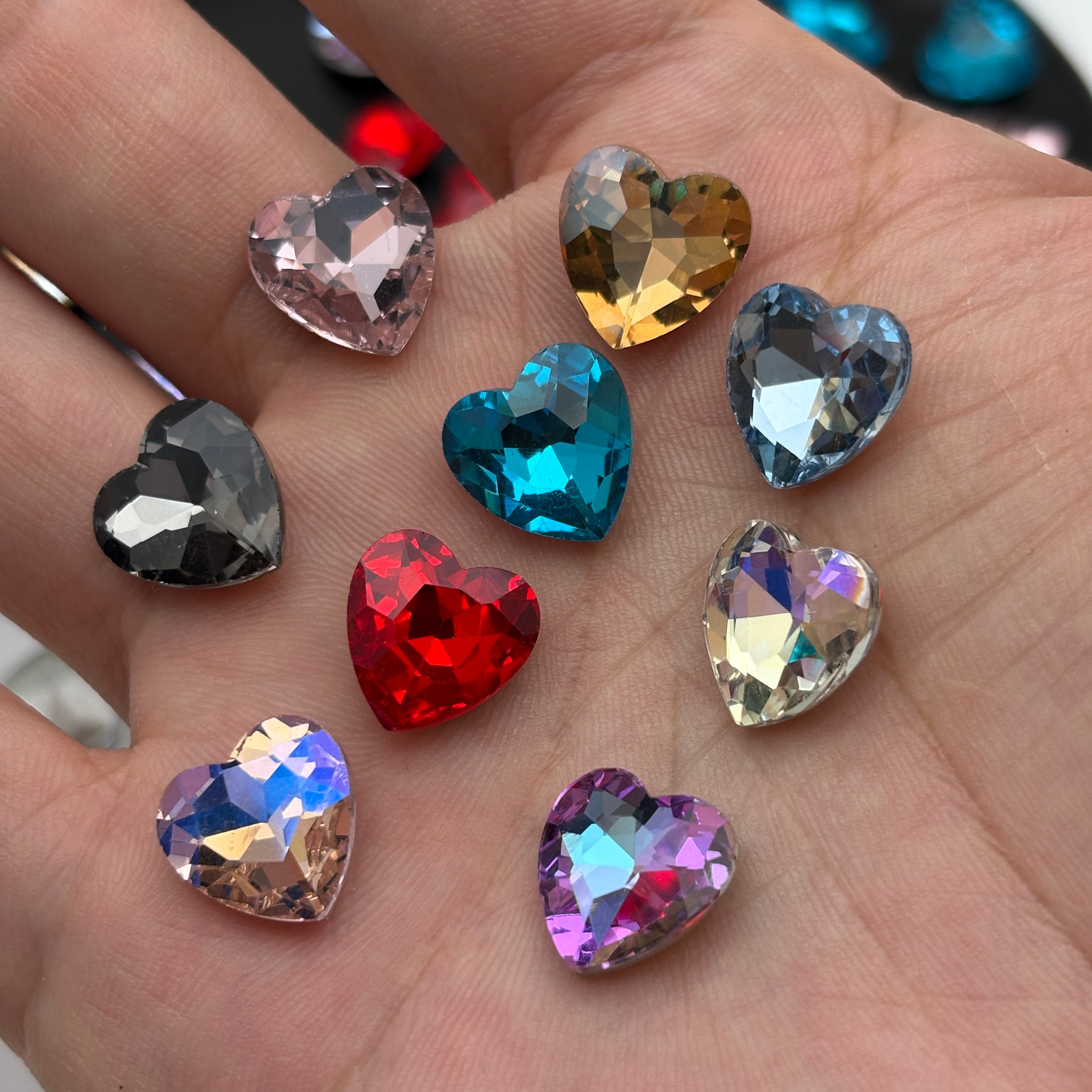 FS5401- 12mm Heart Crystal Diamonds Loving Heart With Pointed Bottom Diamonds