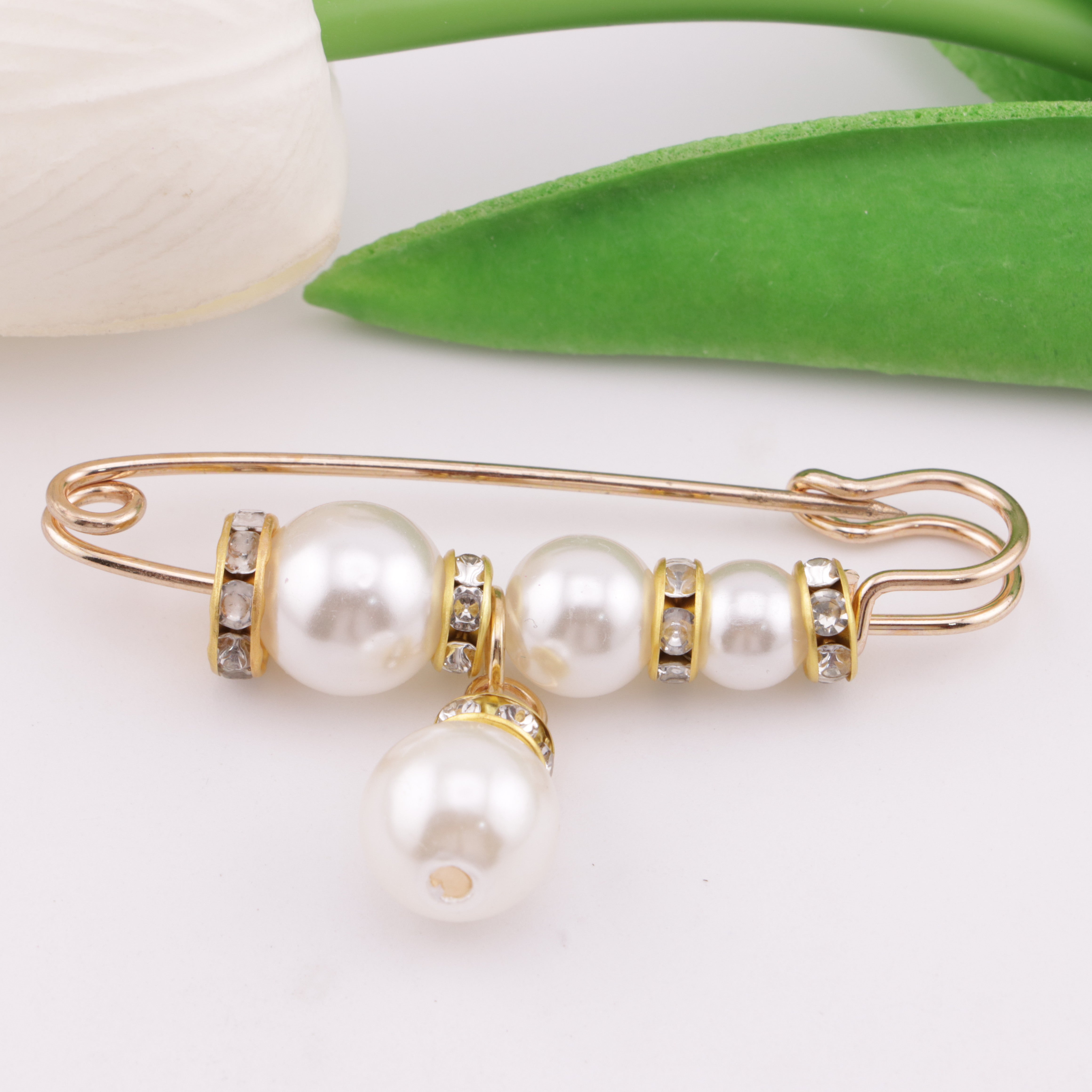 FS5999- 5.8cm Pearl + Spacer Pin With Pearl Pendant Pearl + Spacer Pin With Pearl Pendant