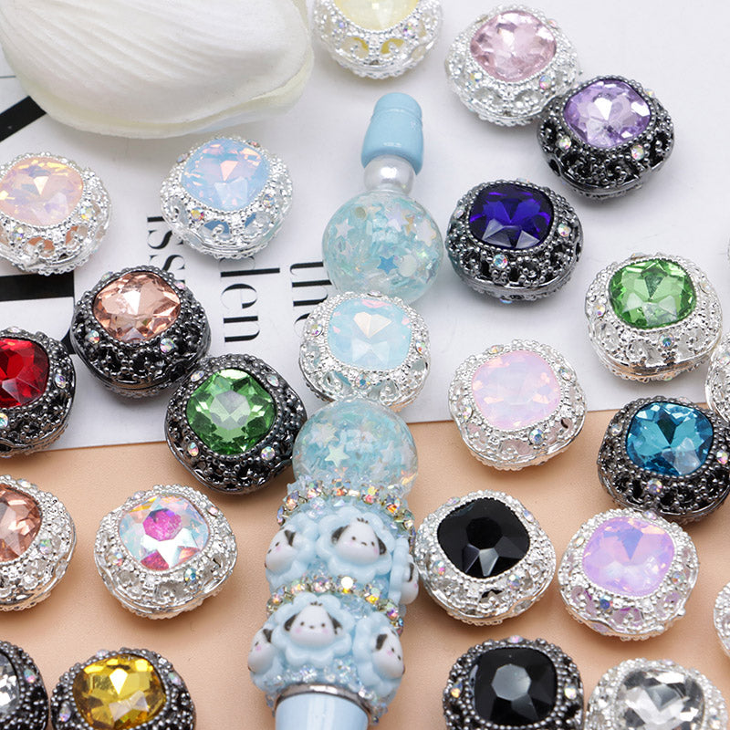 FS4846- 17mm×17mm Square Mocha Alloy Beads That Can Pass Through A Pen