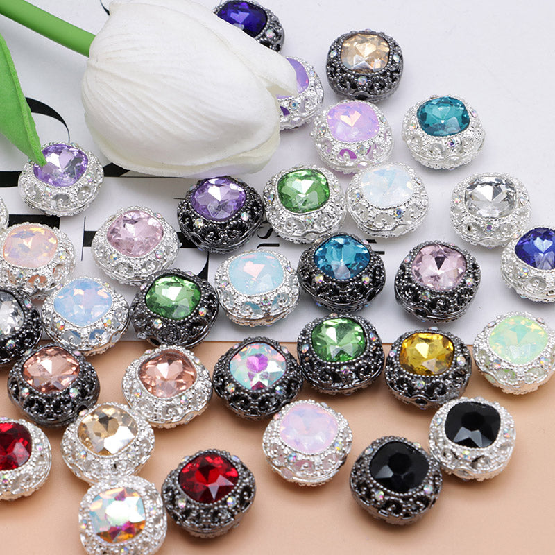 FS4846- 17mm×17mm Square Mocha Alloy Beads That Can Pass Through A Pen