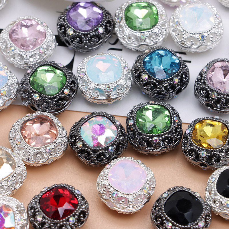 FS4846- 17mm×17mm Square Mocha Alloy Beads That Can Pass Through A Pen