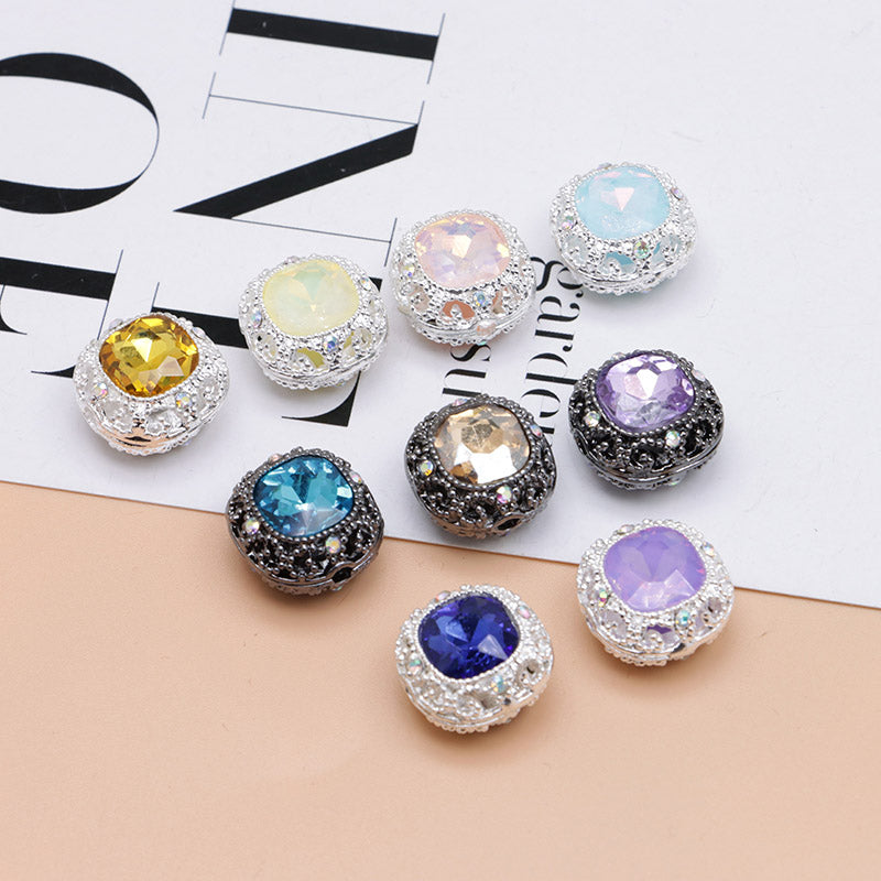 FS4846- 17mm×17mm Square Mocha Alloy Beads That Can Pass Through A Pen