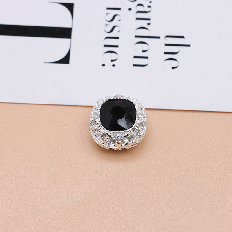 FS4846- 17mm×17mm Square Mocha Alloy Beads That Can Pass Through A Pen