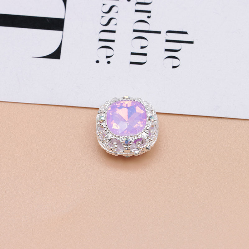 FS4846- 17mm×17mm Square Mocha Alloy Beads That Can Pass Through A Pen